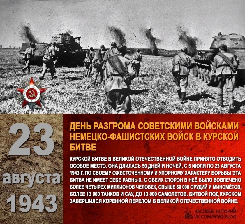 80 – лет со дня победы Советской армии в битве на Курской дуге